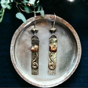 Handmade Sterling Silver & Copper Heart Earrings - Tell It to My Heart